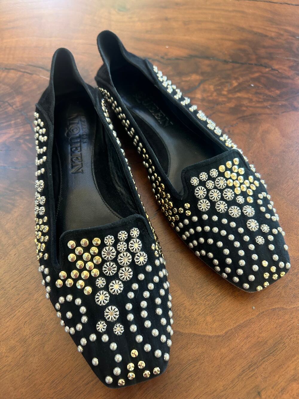 Alexander McQueen Studded Suede Ballet Flats Black EU 37 US 6.5 7